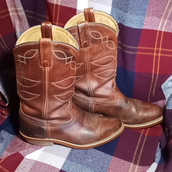 EUC Vibram Leather Western Boots Made In USA Size 7 - Picture 3 of 8